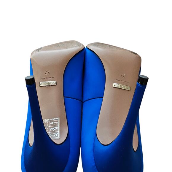 Gucci GG Crystal Logo Royal Blue Satin Pointed Toe Pump Heel Size 37 US 7 - Picture 10 of 10